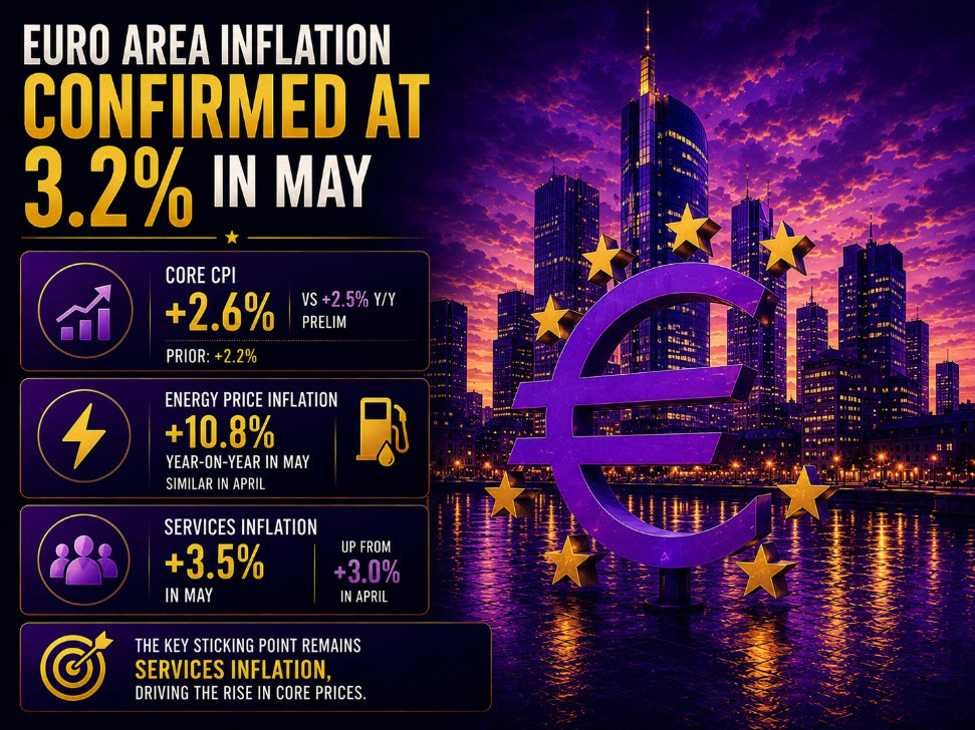 A inflação na zona do euro acelera em maio enquanto a inflação nos serviços permanece teimosa